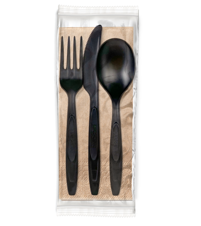 Recycled Polypro Medium Weight Cutlery Kit with Napkin- 250 units
