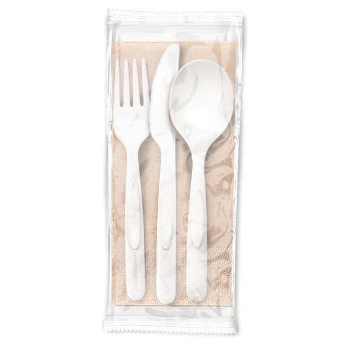 Compostable Medium Weight Cutlery Kit with Napkin- 250 units