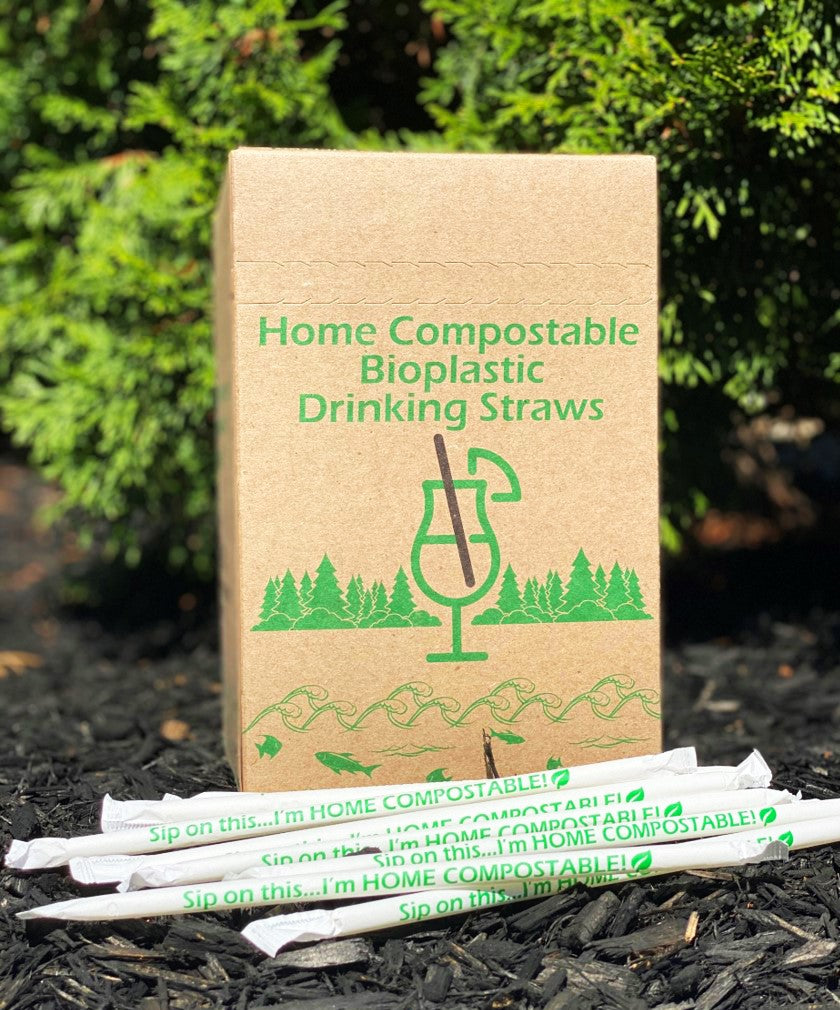 80 White Biodegradable Drinking Straws - 20cm Compostable PLA BPA-Free Party Straws